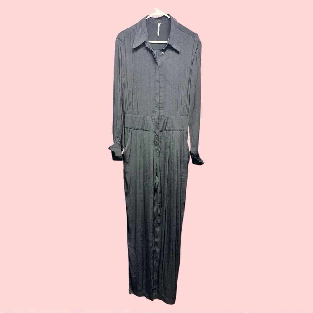 Free People Long Sleeve Black Jumpsuit Size Small